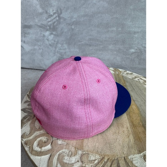 New Era Pink Fitted Cap Royal Blue Brim Embroidered C Logo Baseball Hat